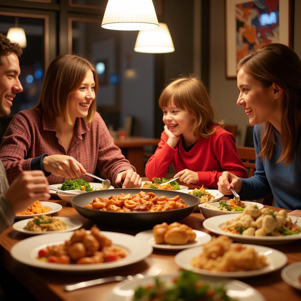 Familie genießt ein Essen im China Buffet Leverkusen.