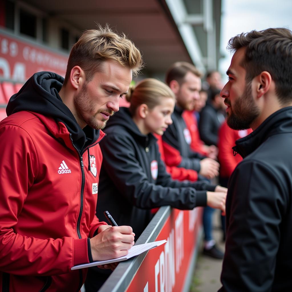 Christian Schmidt mit Fans von Bayer Leverkusen