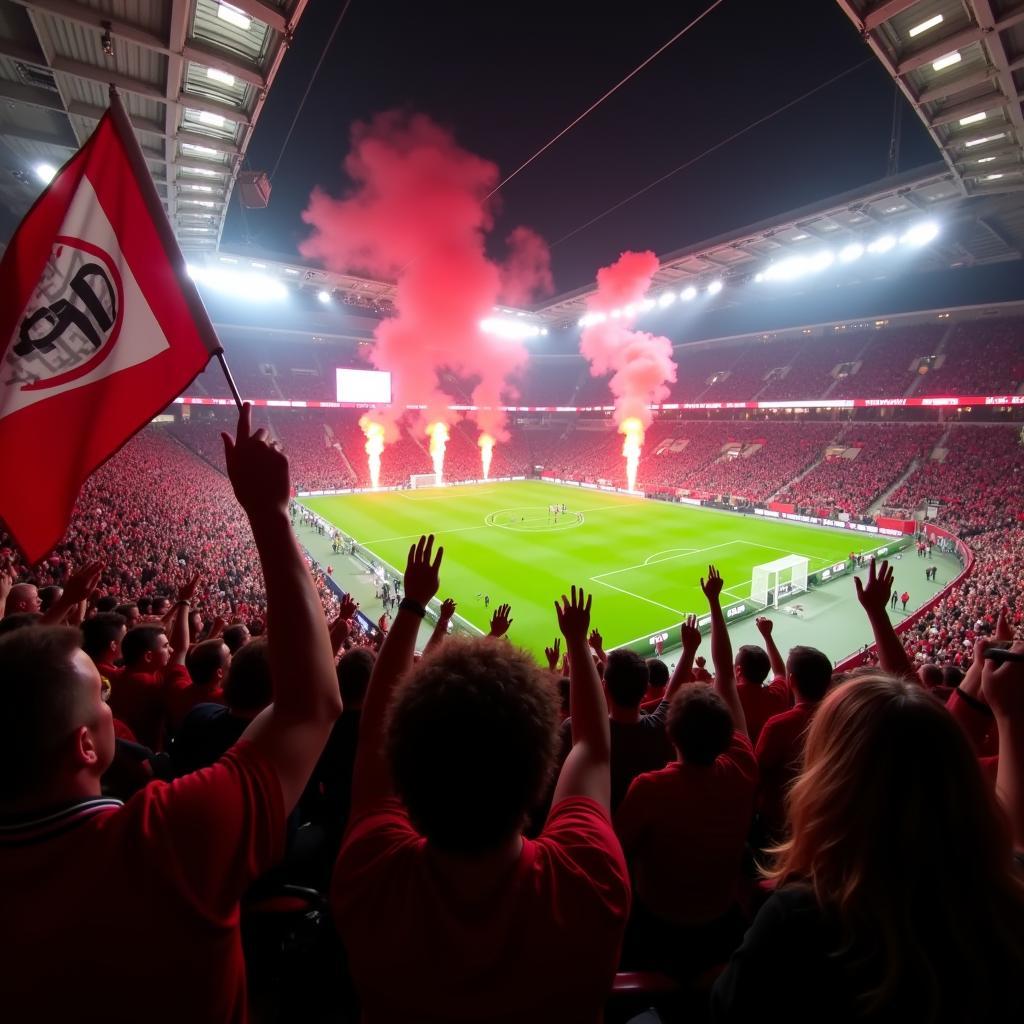 Stimmung im Stadion beim Coming Home Leverkusen