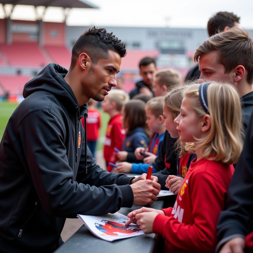 Cristiano Ronaldo trifft Fans von Bayer 04 Leverkusen