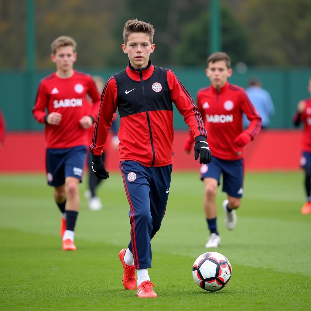 Jugendspieler von Bayer Leverkusen im Training