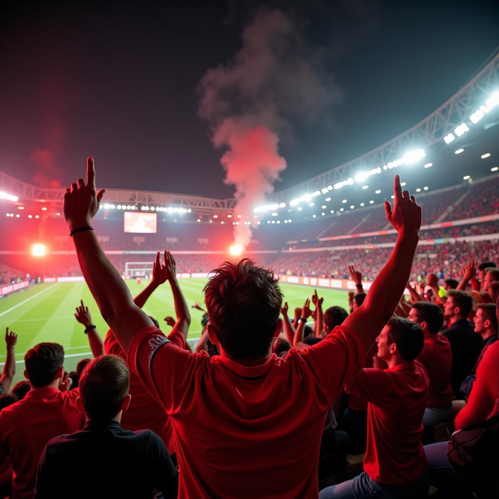 Fans von Bayer Leverkusen feiern im DFB-Pokal