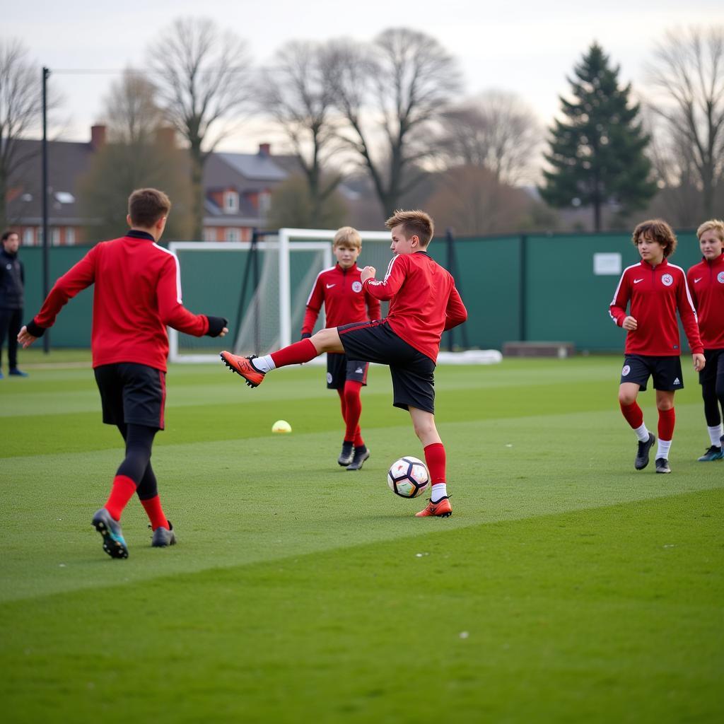 Die Jugendspieler der Werkself im Training