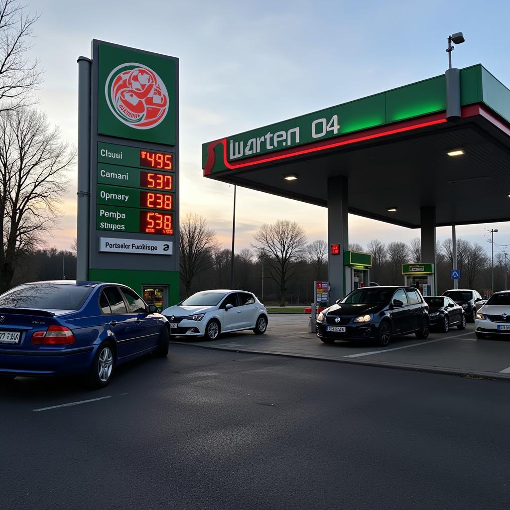 Dieselpreise an einer Tankstelle in Leverkusen