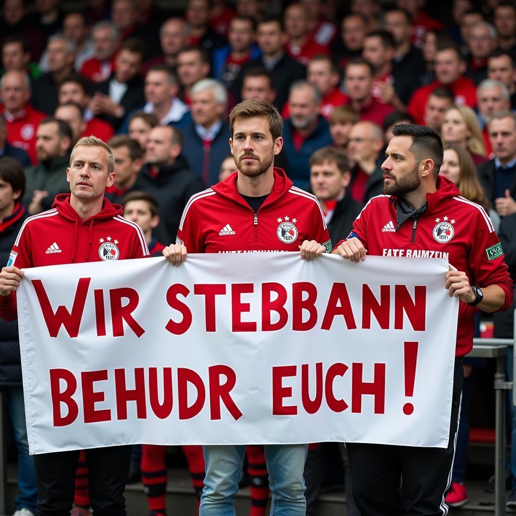 Fans von Bayer Leverkusen zeigen Unterstützung