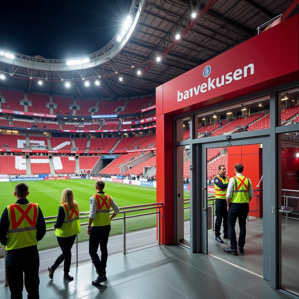 Sicherheitsmaßnahmen im Stadion von Bayer 04 Leverkusen