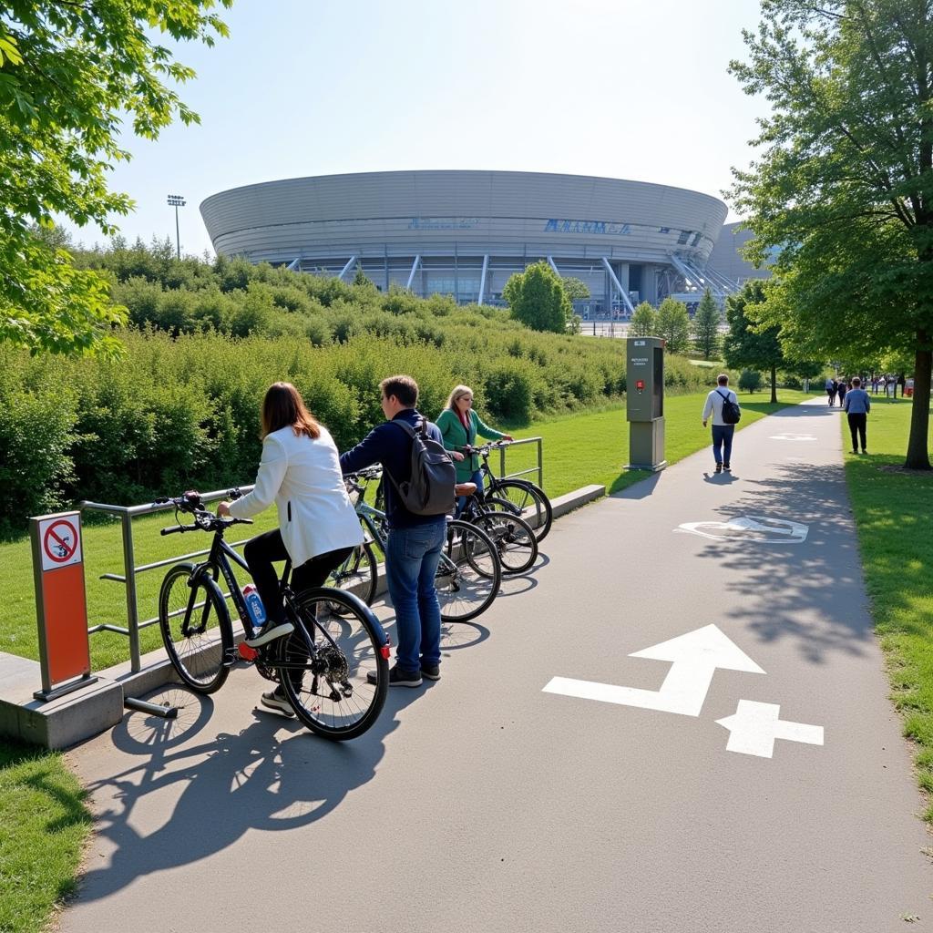 Anreise mit dem Fahrrad zur BayArena Leverkusen