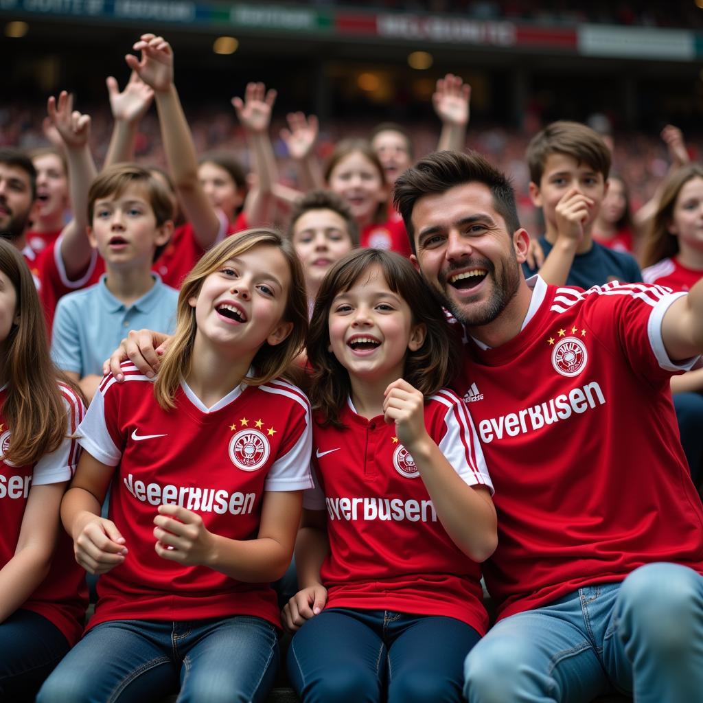 Familie beim Leverkusen Heimspiel