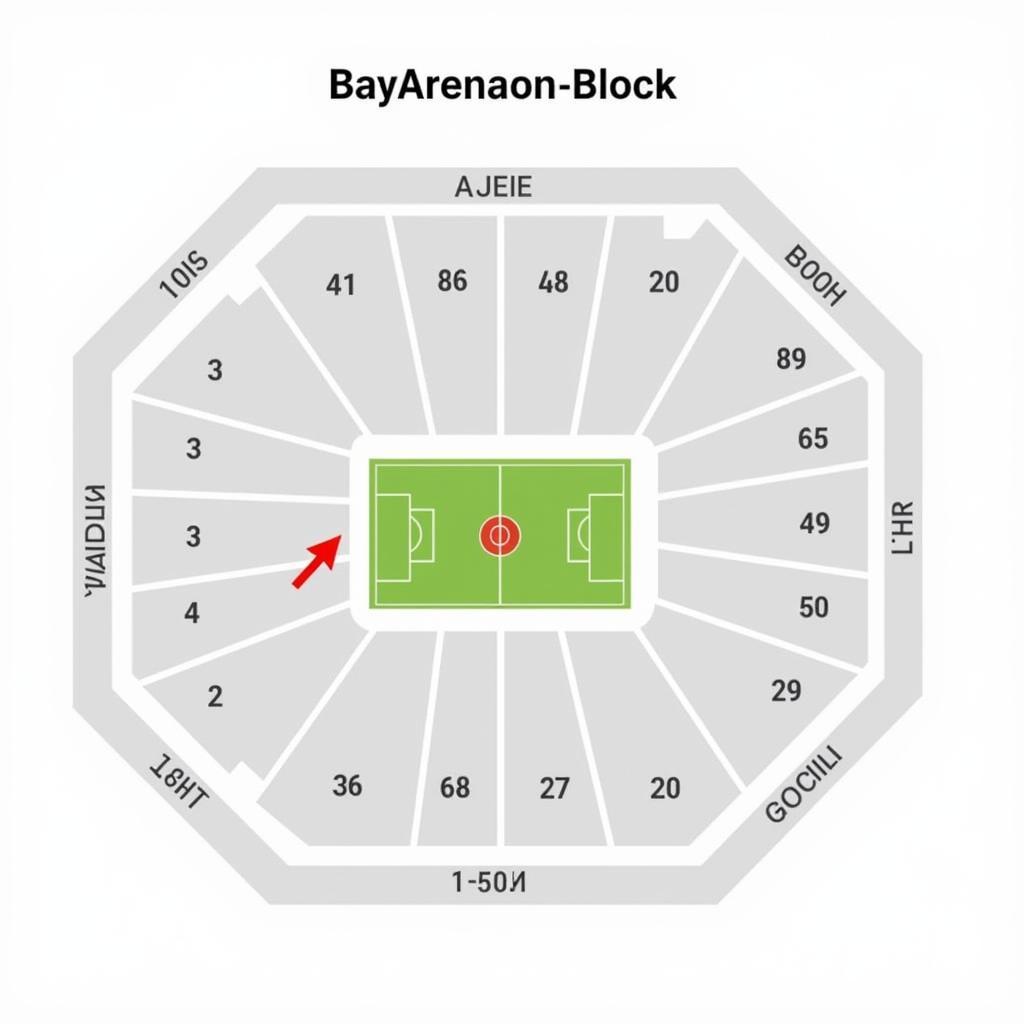 Lage des Familienblocks in der BayArena auf dem Stadionplan markiert.