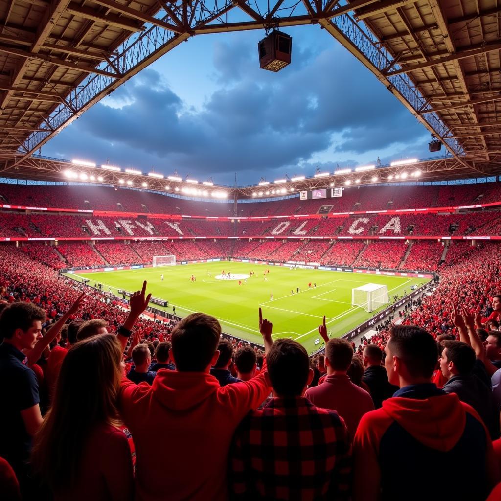 Fan schaut Fußball im Stadion