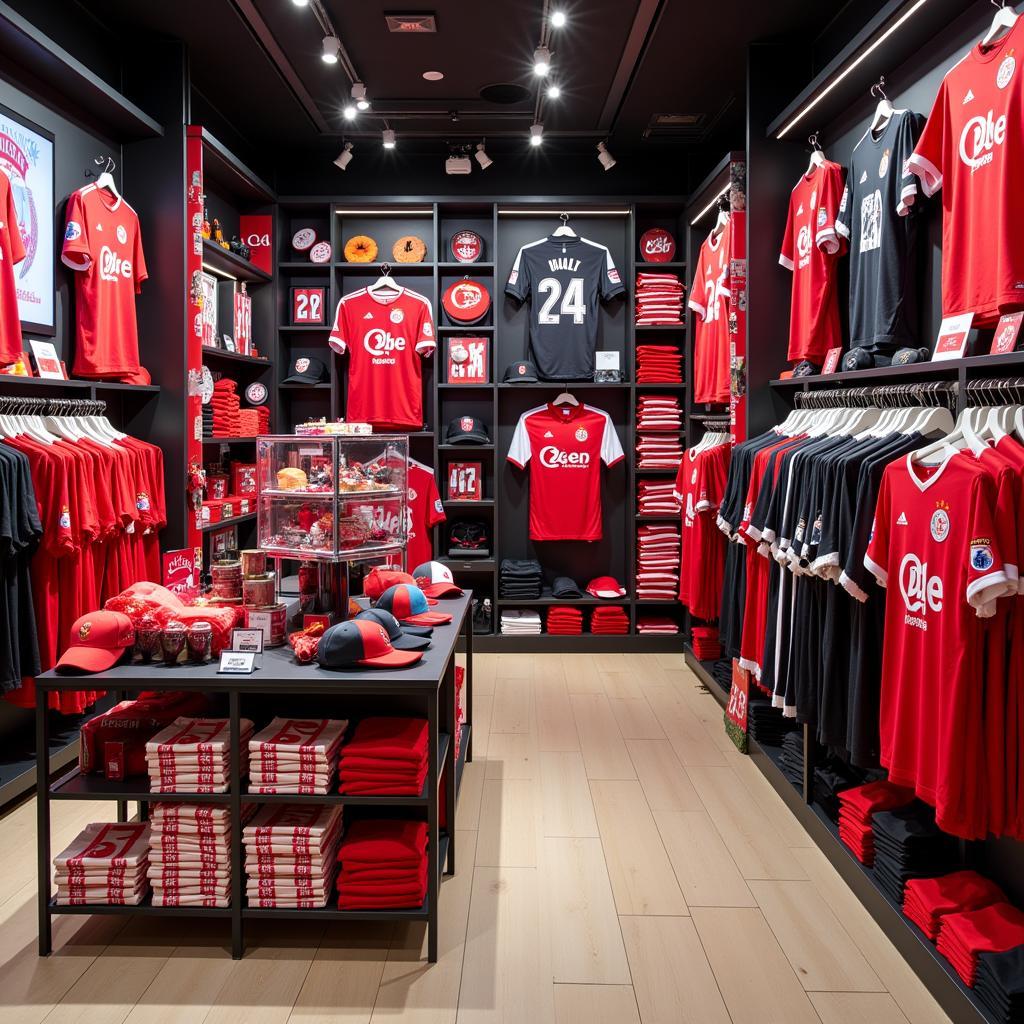 Große Auswahl an Fanartikeln im Bayer 04 Leverkusen Fan Shop Bergisch Gladbach