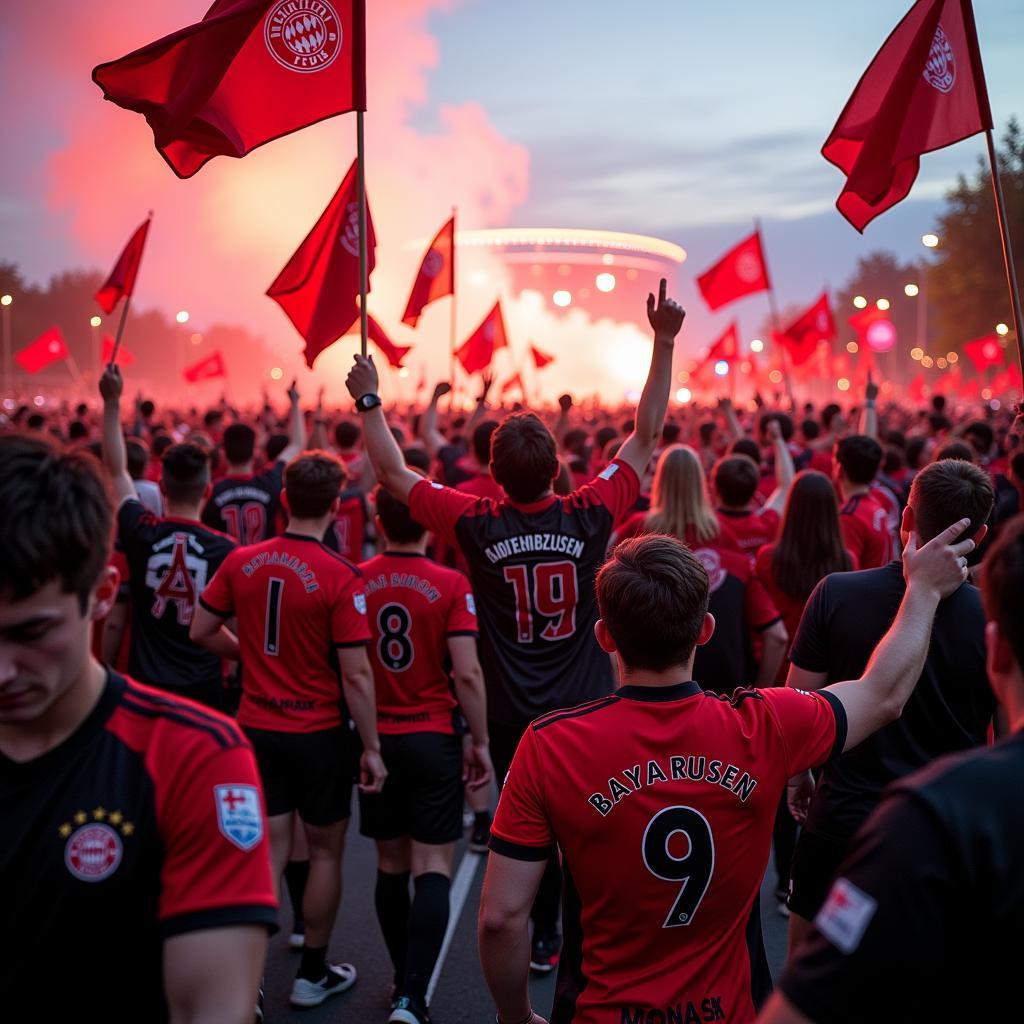 Fans am Alter Bürriger Deich in Leverkusen