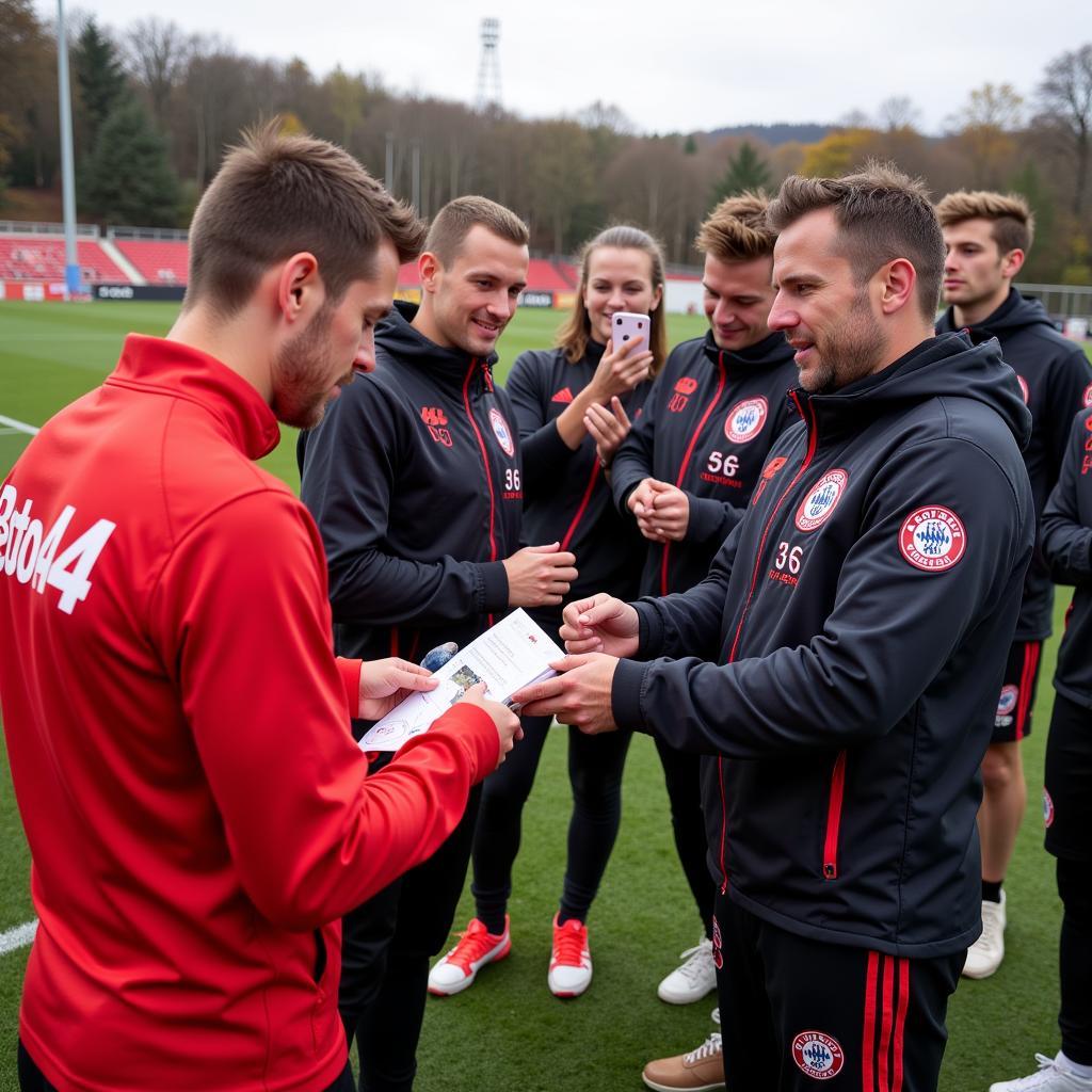 Fans treffen Spieler auf dem Forst Leverkusen