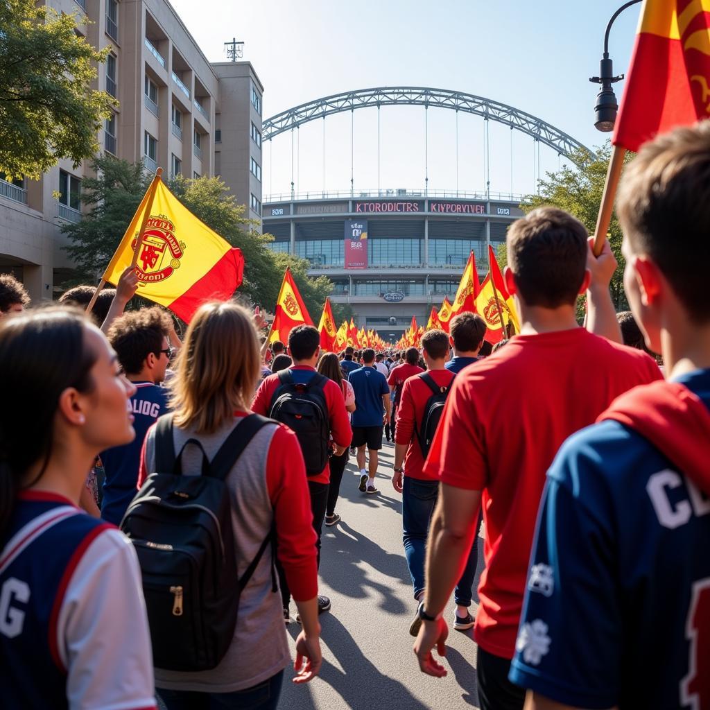 Fans auf dem Weg zum Stadion