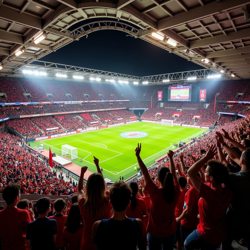 Fans in der BayArena, Alexanderstr. 29, Leverkusen: Leidenschaft für Fußball