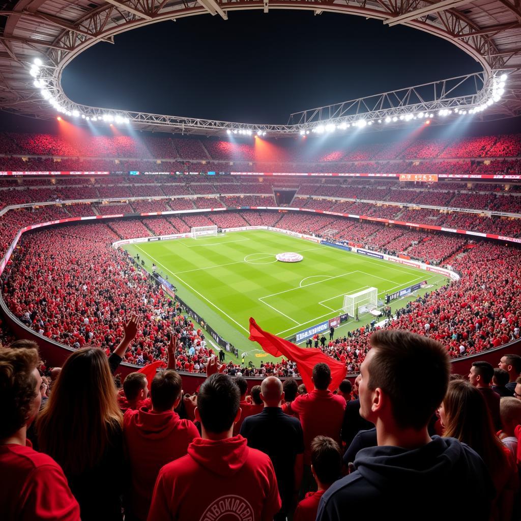 Die Fans von Bayer 04 Leverkusen im Stadion