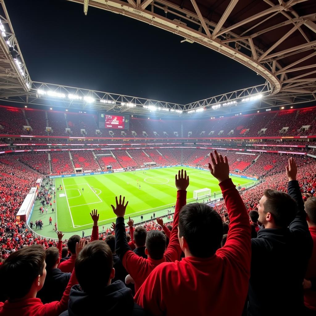 Die Fans von Bayer 04 Leverkusen in der BayArena: Leidenschaft und Unterstützung