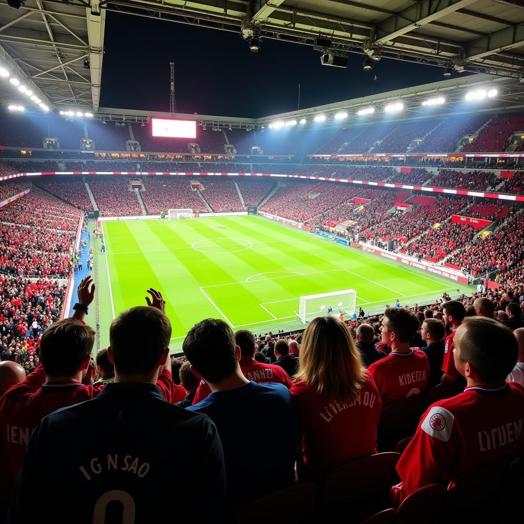 Fans von Bayer Leverkusen und RB Leipzig im Stadion