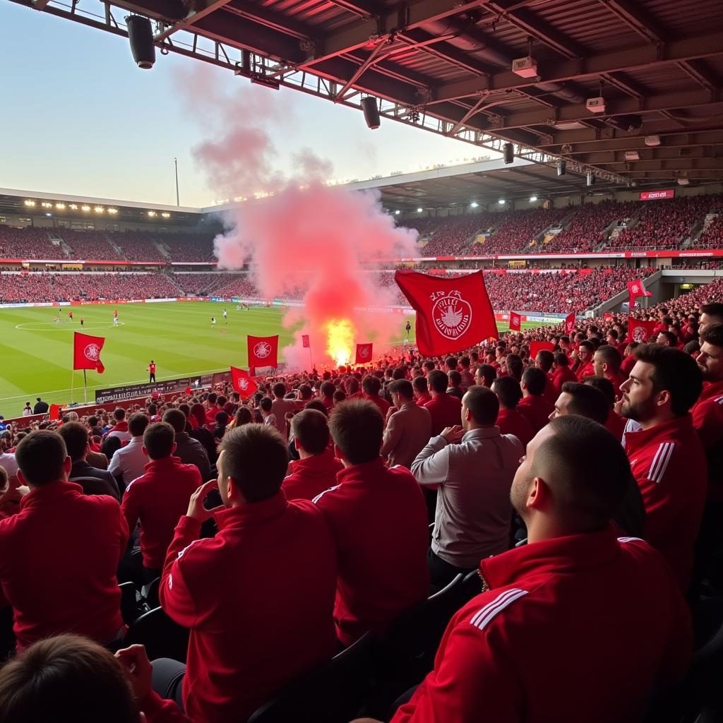 Die Fans von Bayer Leverkusen und SC Freiburg sorgen für Stimmung