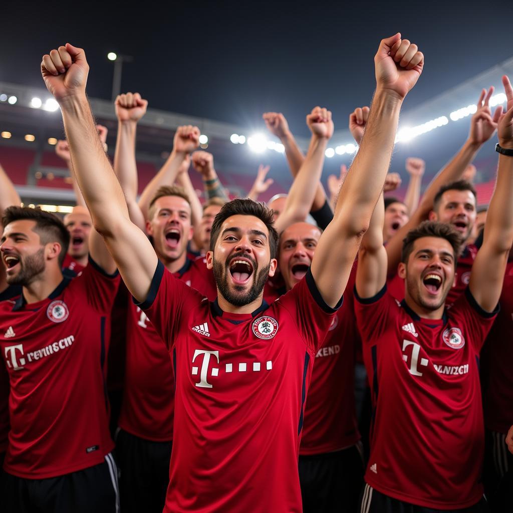 Fans feiern Sieg von Leverkusen