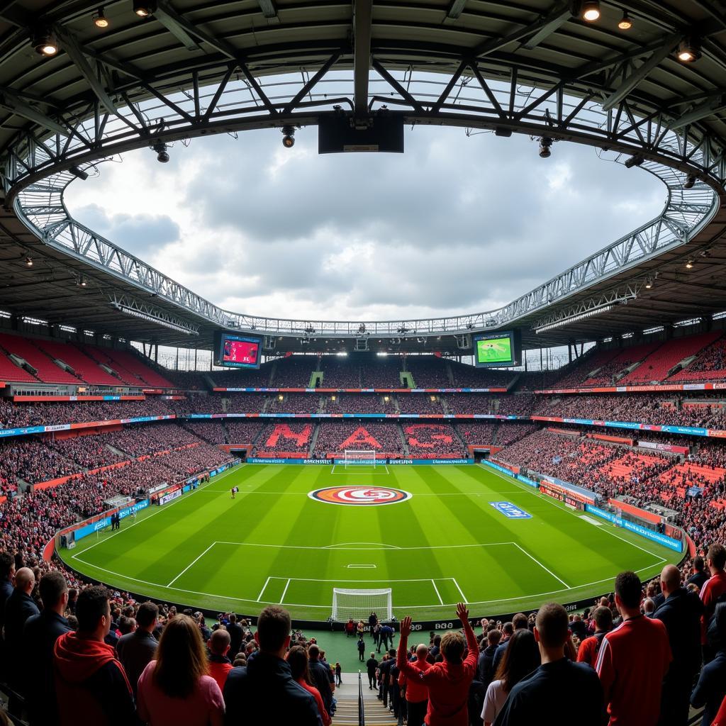 Fans im Stadion beim Spiel Bayer Leverkusen gegen Werder Bremen