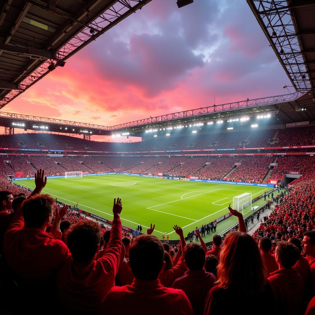 Fans im Stadion beim Spiel Kaiserslautern gegen Leverkusen