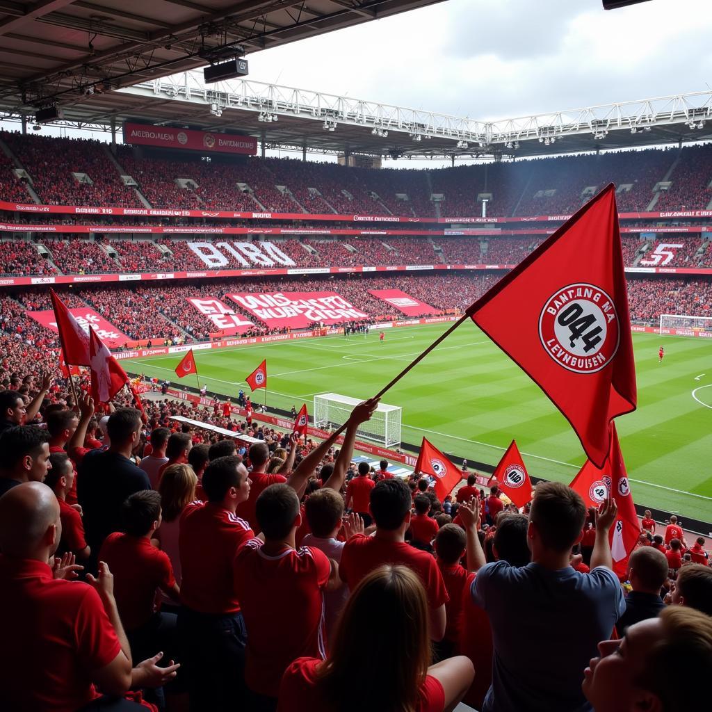 Fans im Stadion von Bayer 04 Leverkusen