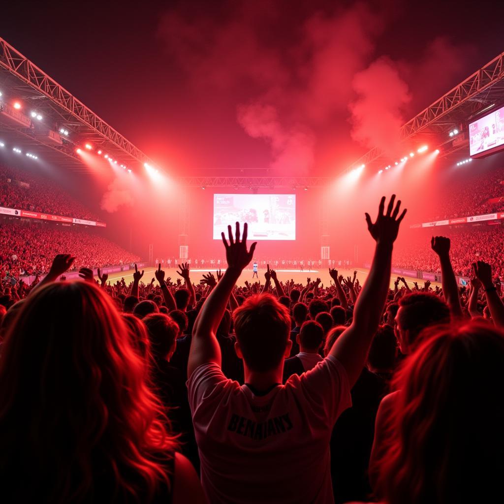 Fans im Stadion bei einem Leverkusen-Spiel.