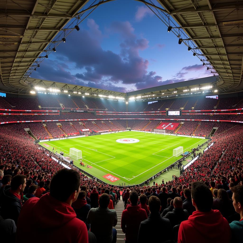 Die begeisterten Fans von Bayer 04 Leverkusen in der BayArena