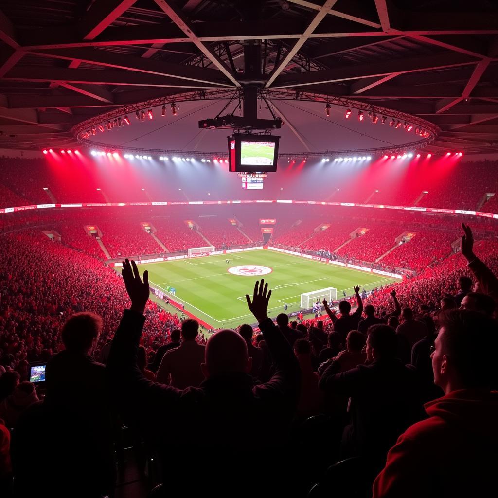 Fanstimmung in der BayArena am Weidenbusch 74 Leverkusen