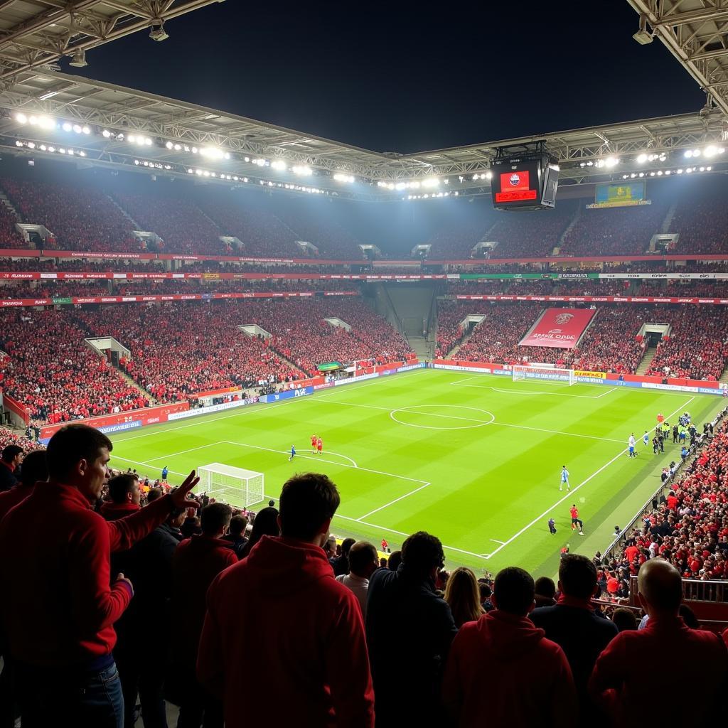 Fans von Bayer Leverkusen und Bayern München beim Pokalspiel