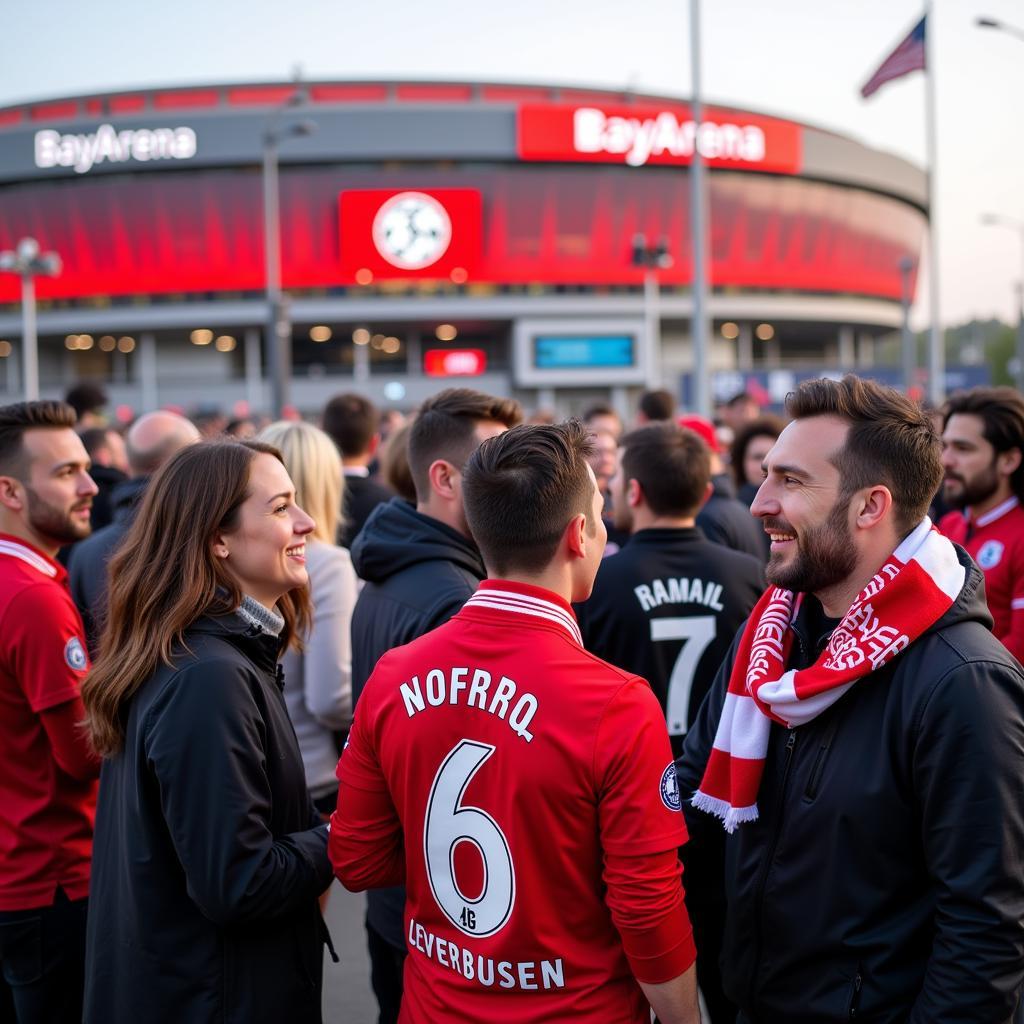 Fans treffen sich vor der BayArena