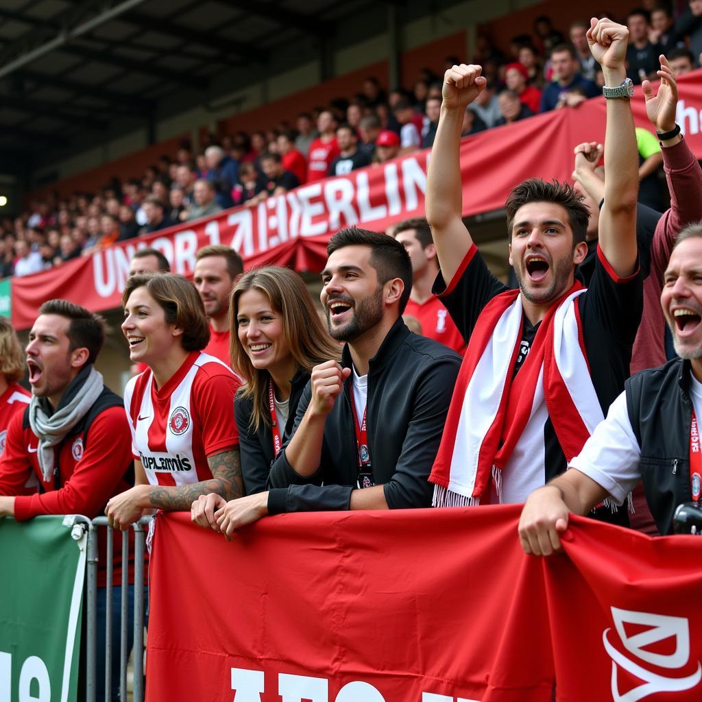 Fans Union Berlin und Bayer Leverkusen