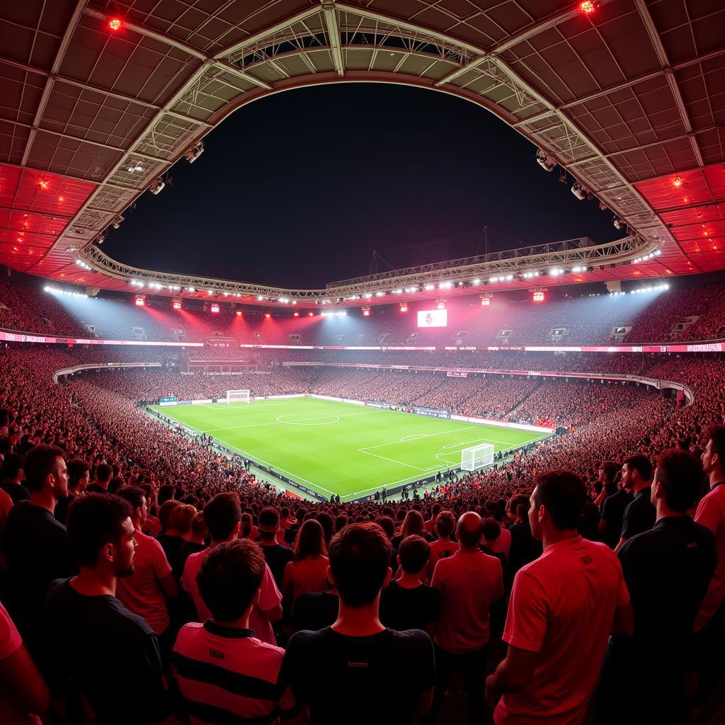 Fans unterstützen Bayer Leverkusen auf dem Weg zum Campione