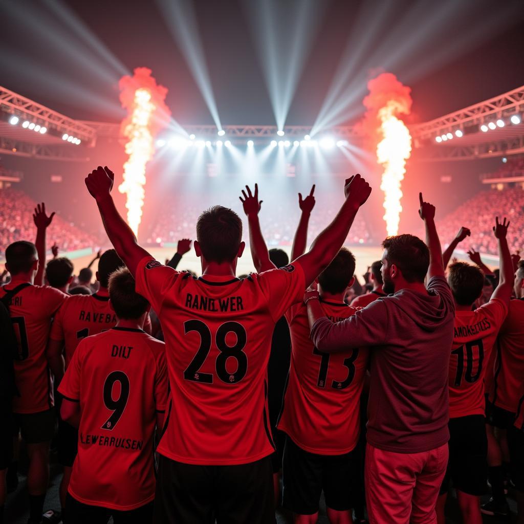 Fans von Bayer 04 Leverkusen feiern