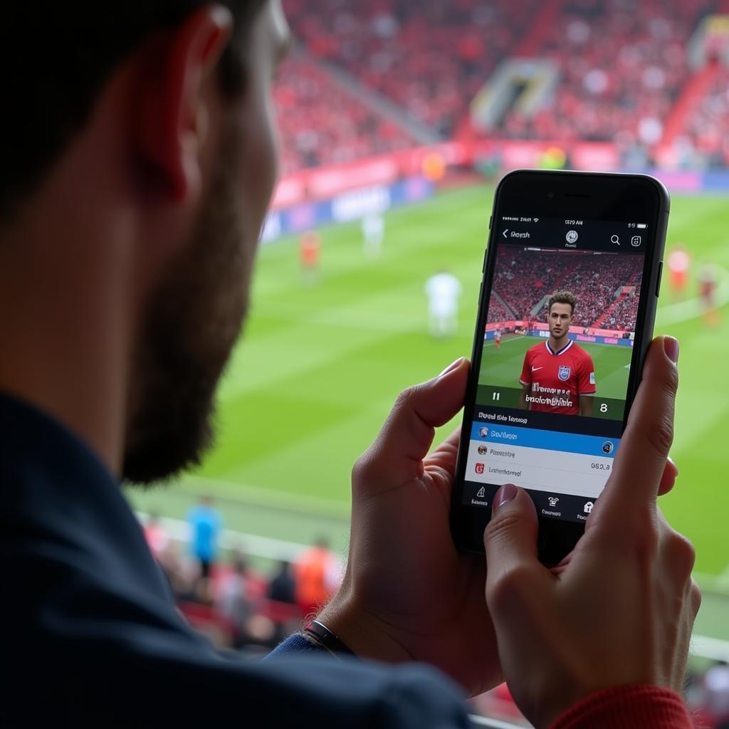 FCB Leverkusen Live Ticker auf dem Smartphone.