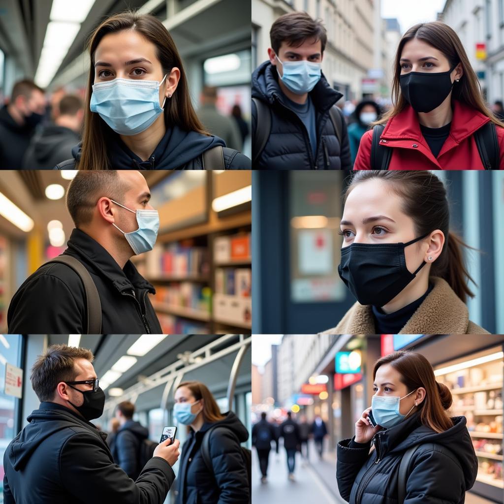 Personen tragen FFP2-Masken in Leverkusen