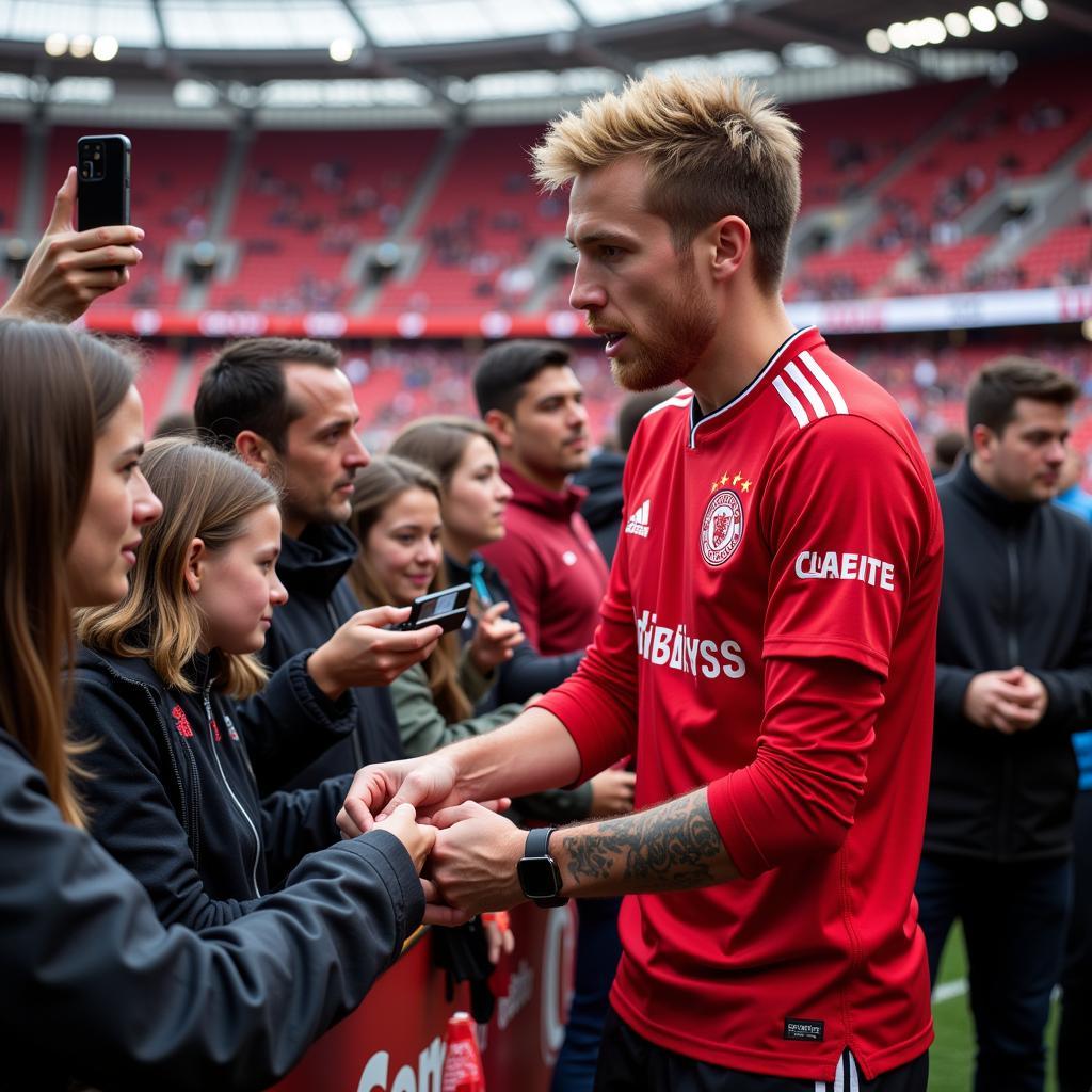 Florian Mennicke trifft die Fans von Bayer Leverkusen