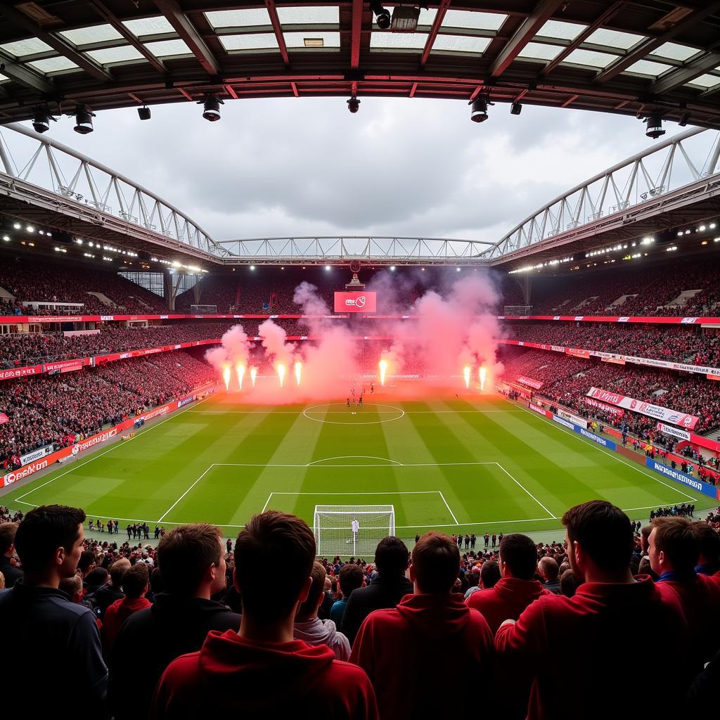 Atemberaubende Atmosphäre im Stadion beim Frankfurt-Leverkusen-Spiel