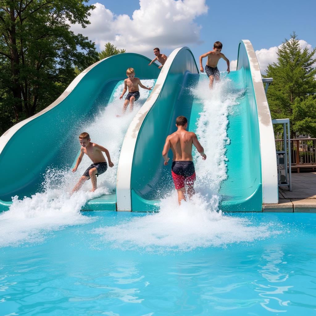 Actionreiche Wasserrutsche im Freibad Leverkusen Opladen