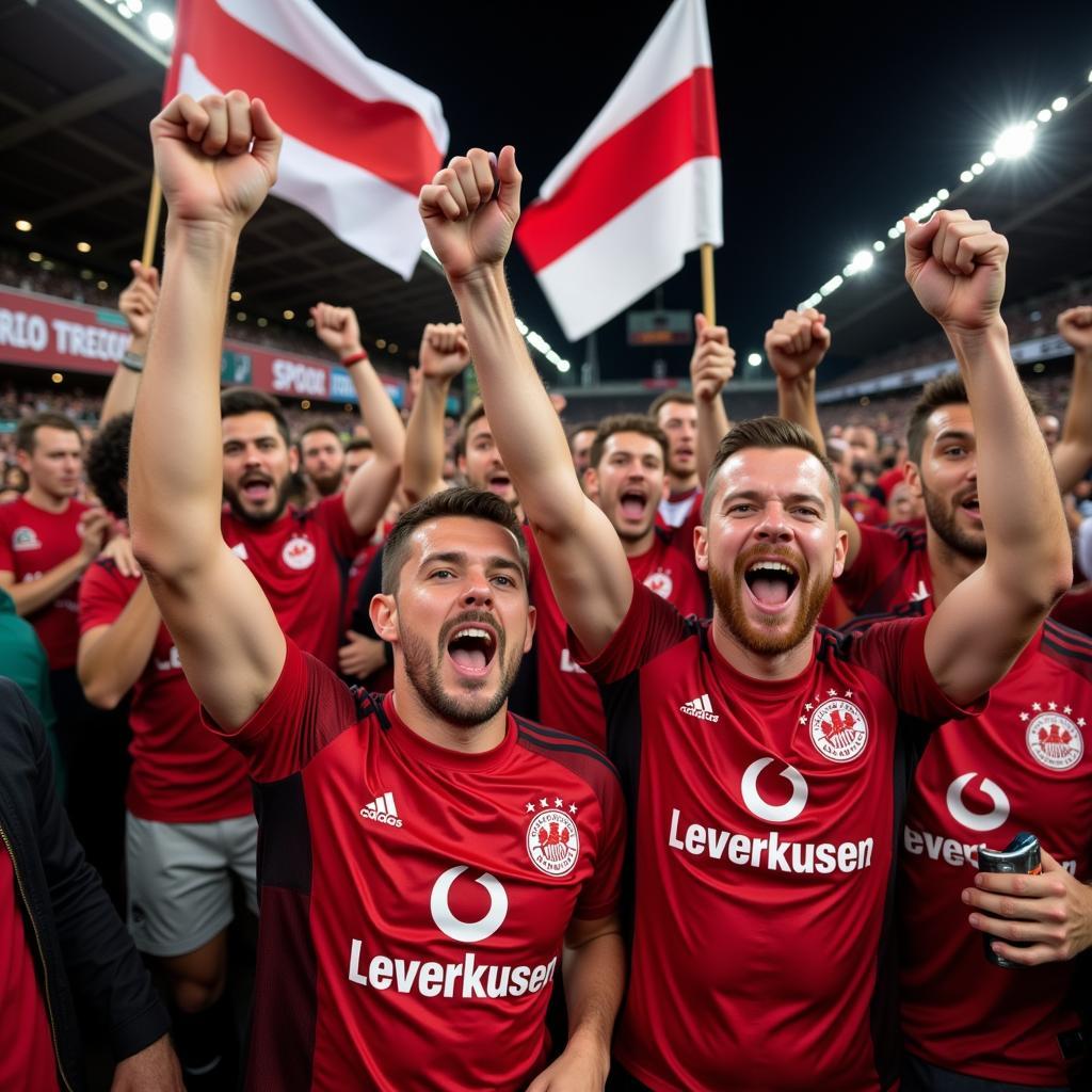 Leverkusen-Fans feiern einen Sieg