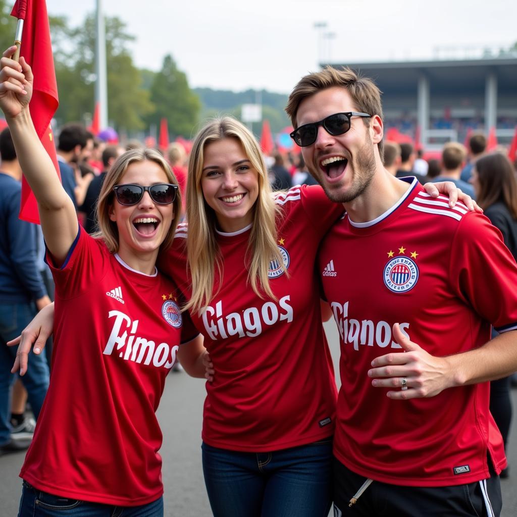 Fußballfans feiern Tanz in den Mai in Leverkusen