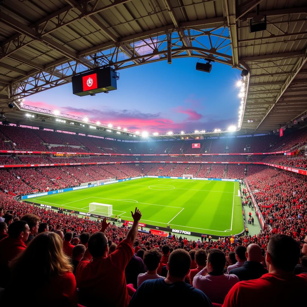 Fußballfans in der BayArena Leverkusen