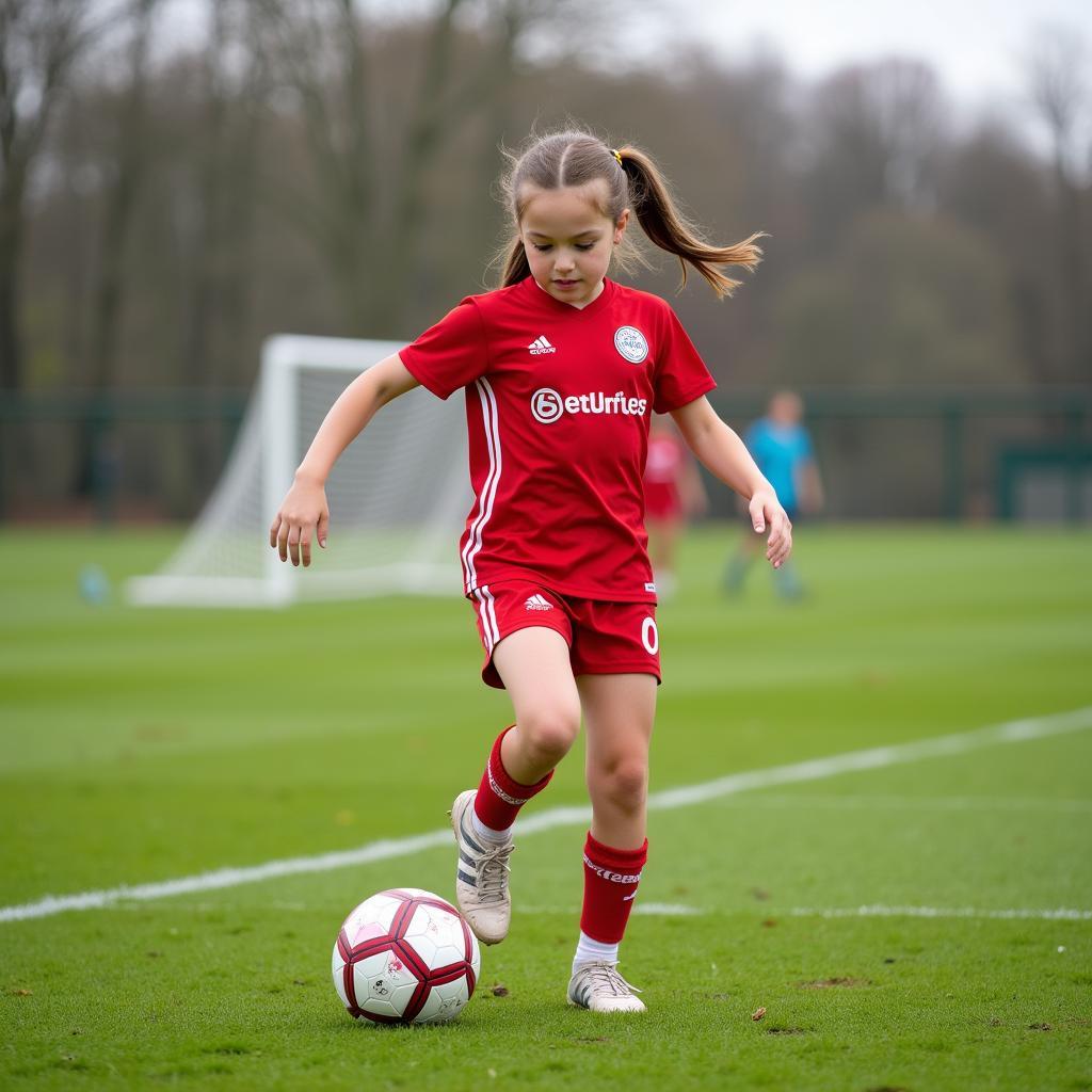 Mädchen beim Fußballtraining in Leverkusen Wiesdorf