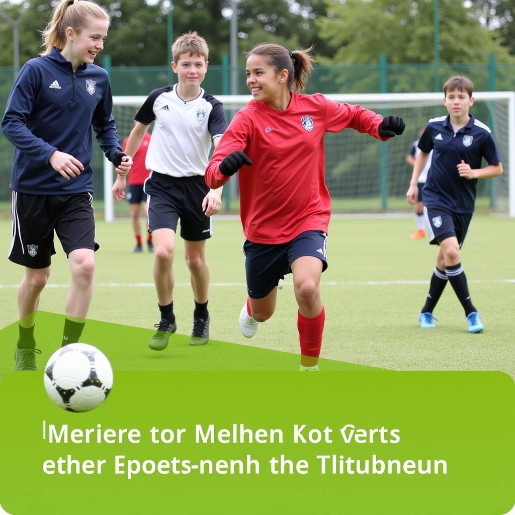 Schüler spielen Fußball in einer AG der Gesamtschule Schlebusch Leverkusen