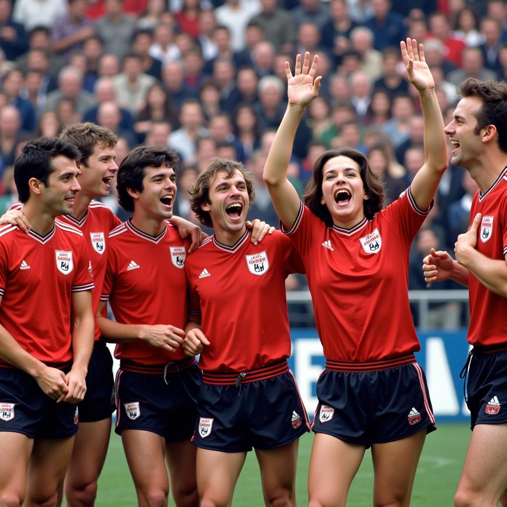 Die historische Mannschaft von Bayer 04 Leverkusen beim Aufstieg in die Bundesliga 1979.