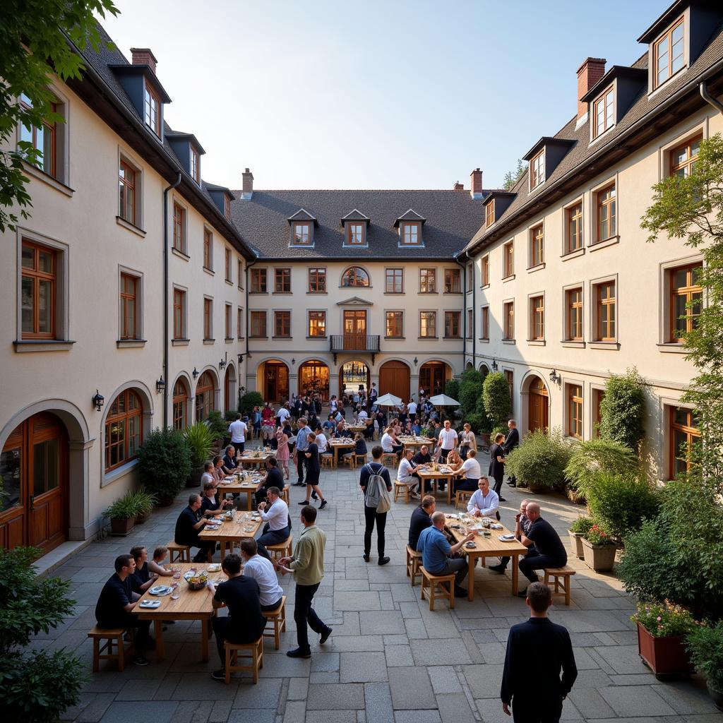 Innenhof von Haus Reuschenberg während einer Veranstaltung