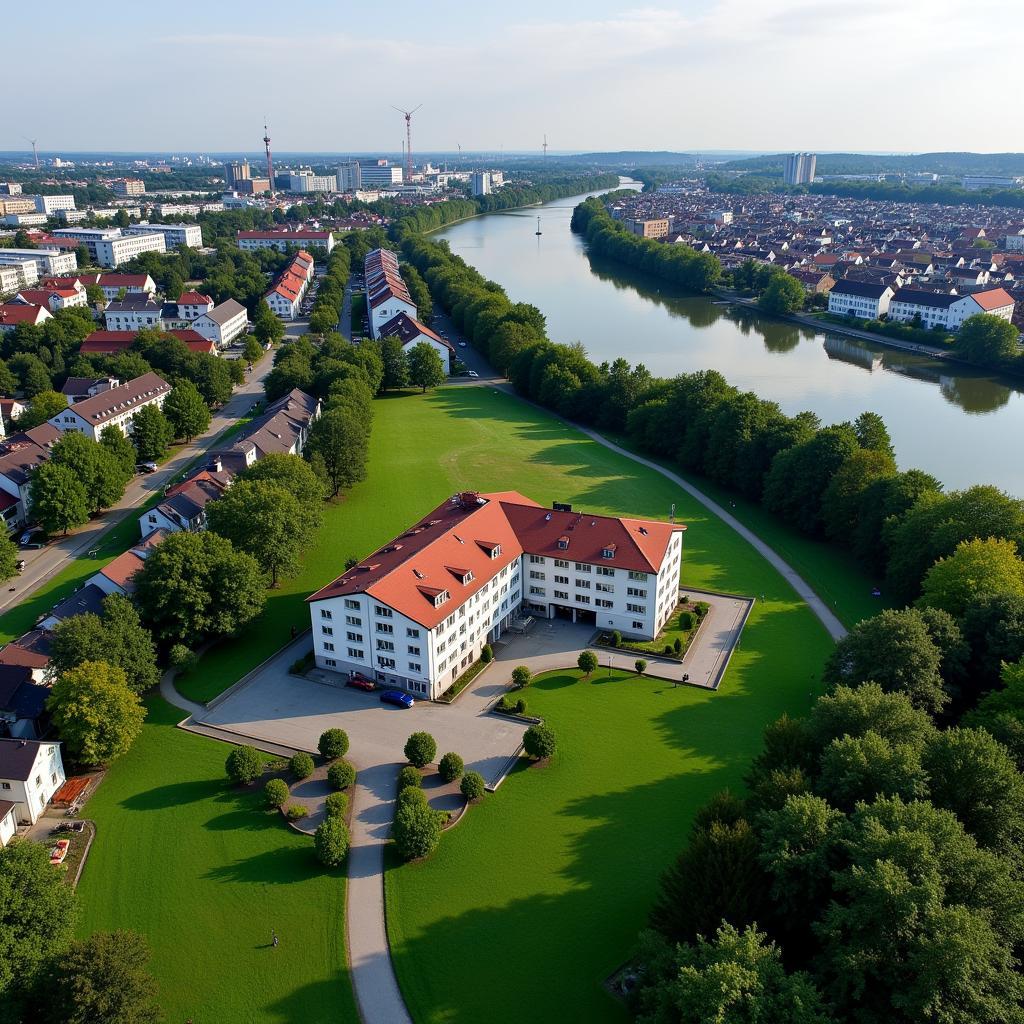 Luftbild vom Haus Rheinpark Leverkusen