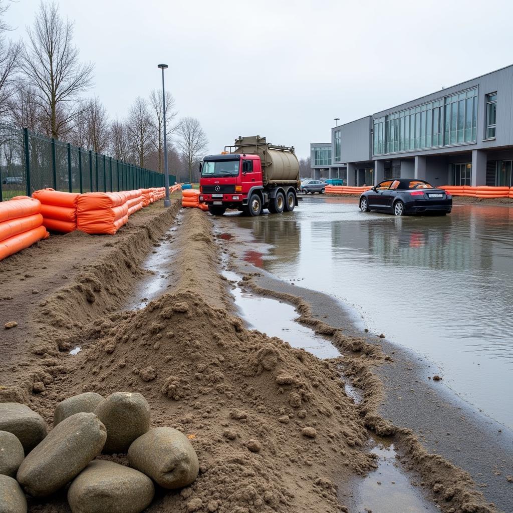 Hochwasserschutzmaßnahmen im Audi Zentrum Leverkusen -  Vorbeugende Maßnahmen gegen Überschwemmungen