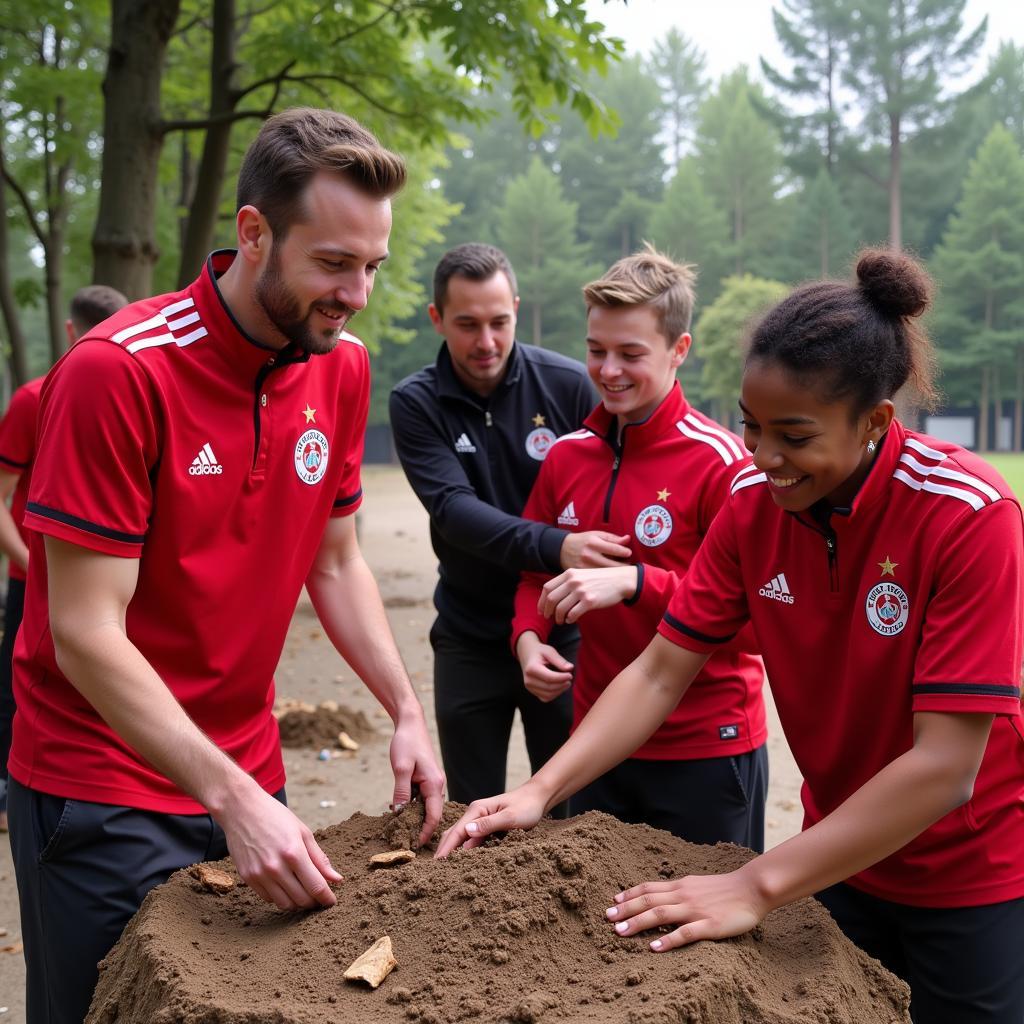 IGBCE und Bayer 04 Leverkusen bei einem gemeinsamen Sozialprojekt